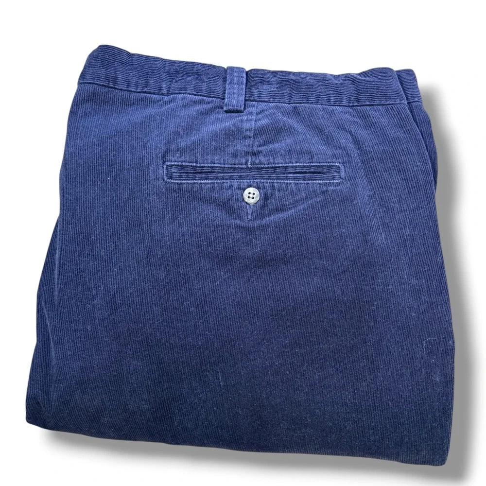 Polo Ralph Lauren Big Hammond Pant‎ Men 46x30 Navy Blue Corduroy Pleated Vintage
